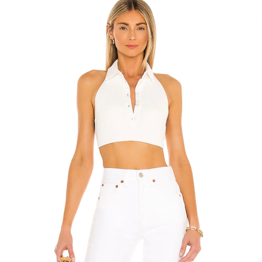 Camila Coelho Briella Crop Tank in Ivory XLarge